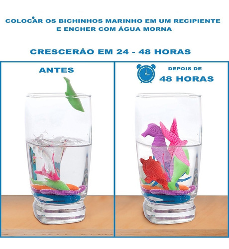 24 Bichos Fundo Mar Gel Cresce Na Aguá Marinho