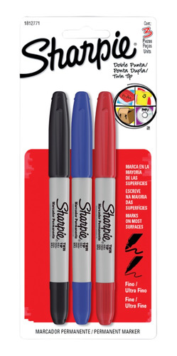 Marcadores Permanentes Sharpie Doble Punta Set 3 Colores