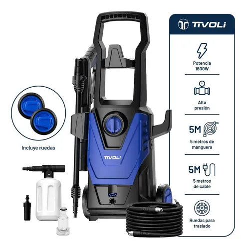 Hidrolavadora Alta Presión Tivoli 1600W 125 Bar Manguera 5m con Accesorios