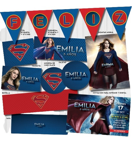 Kit Imprimible Personalizado Super Girl Supergirl Candy