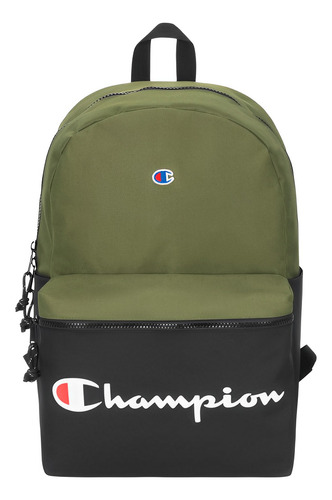 Mochila Champion Forever Champ The Manuscript 45x29x16cm 22l 100% Poliéster Color Negro/verde Oliva Diseño De La Tela Estampado