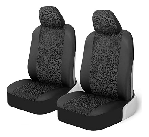 Bdk Black Leopard Car Seat Covers For Front Seats, Animal Pr
