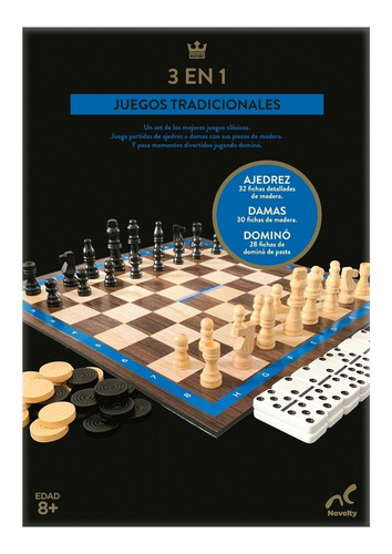 Set Juegos Clásicos 3 En 1 Ajedrez/damas/domino Novelty