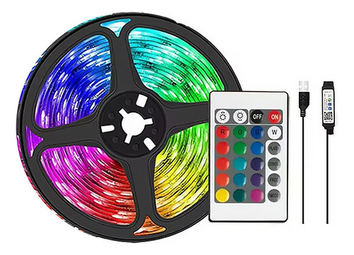 Faixa De Led Rgb De 5m 5v 3535 16leds/m Bluetooth + Ir Remot