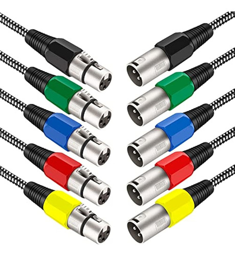 Cable De Micrófono Xlr De 3 Pies/5 Colores, Xlr Balanceado T