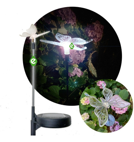 Mariposa Solar Lampara Led Estaca Patio Jardin Luz Blanca