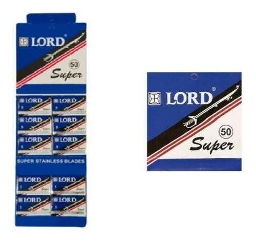 Imagem 2 de 5 de Cartela 10 X 5 Lâminas Para Barbear 50 Lord Super Inox C/ Nf