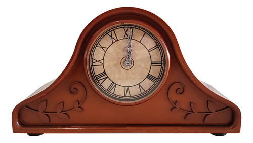 Relógio De Mesa Antigo Decorativo De Madeira Com Números Rom