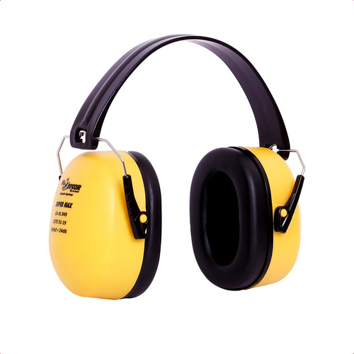 Protetor auditivo abafador tipo concha Super Max 25dB cor amarelo
