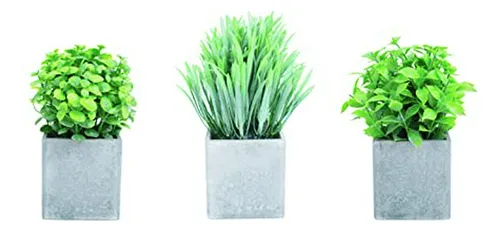 comprar Pack De 3 Plantas Artificiales En Macetas De Concreto - 8 5'