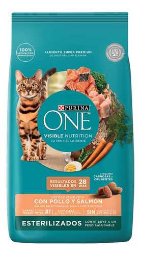 Alimento One Visible Nutrition Esterilizados para gato adulto sabor pollo y salmón en bolsa de 6kg