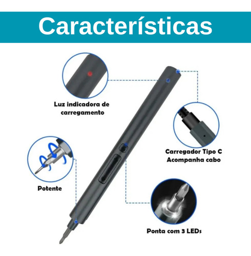 Chave Fenda Parafusadeira Philips Elétrica Sem Fio Precisão Profissional Digital Informática