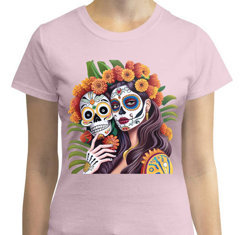 Playera Catrina - Dia De Muertos - Flor De Cempasúchil