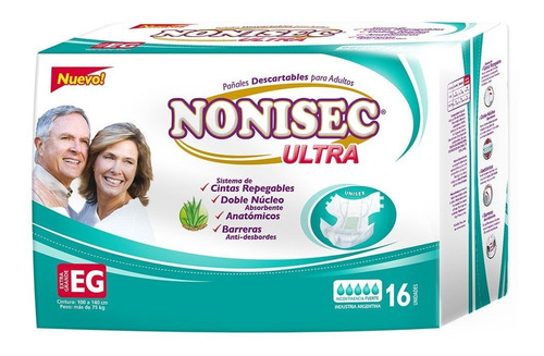 Pañales Para Adultos Descartable Nonisec Ultra Talle Eg 16un Talle Extra Grande