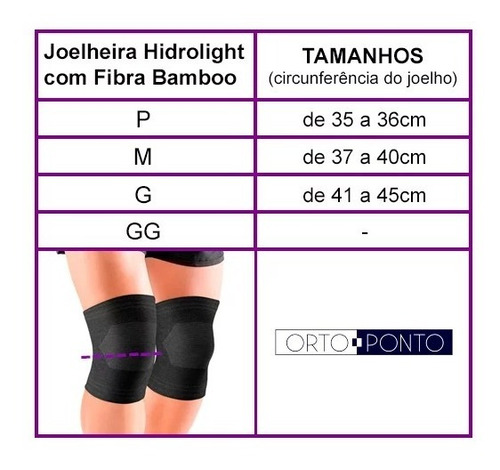 Joelheira Ortopédica Elástica Antibacteriana - Par Tamanho P Preto