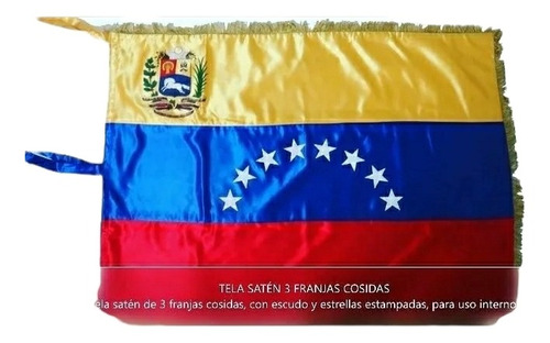 Bandera  De Venezuela Satinada Con Flecos 1,50x90 En $ 