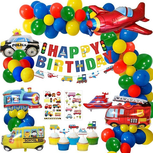 Globos  Fiesta  Decoración Tematica Infantil Transportes