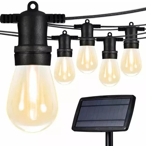 Luces Guirnalda Solar 10 Led Ampolleta Calida Calido 5 Mtrs