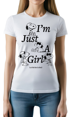Playera Casual Snoopy I'm Just A Girl Para Dama