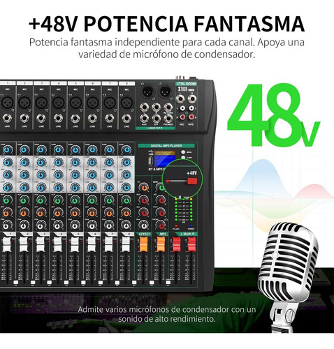 Xtuga Audio Mixer Para Pc Dj Mezclador Consola De Placa De 8