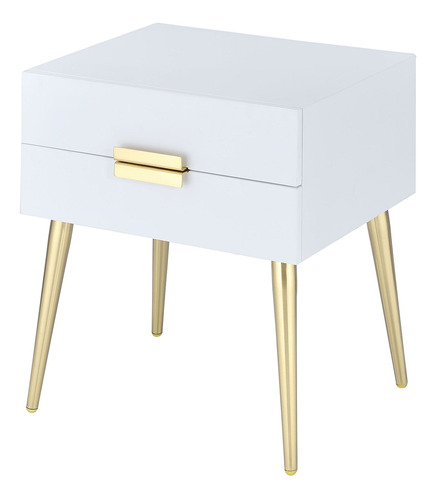 Acme Furniture Mesa Auxiliar Denvor, Blanco/dorado