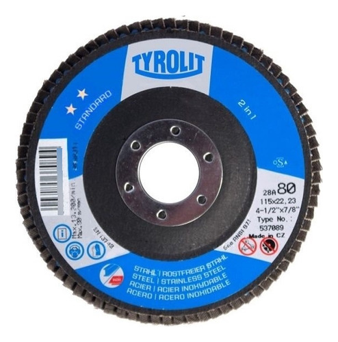 Disco Flap Oxido Zirconio 180mm Gr 120 Tyrolit 247175 Color Azul