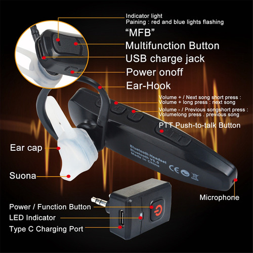 Auriculares Inalámbricos Walkie Talkie Con Bluetooth Ptt, Ma