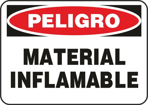 Cartel Peligro Material Inflamable Vinyl Adhesivo 25 X 18 Cm