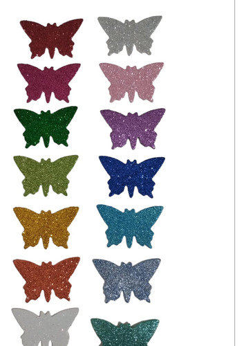 Mariposas Troqueladas Goma Eva Glitter  8cm 30 Unidades 
