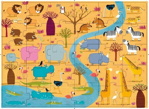 Imagen 2 de 5 de Rompecabezas 30 Piezas Con Libro Los Animales De Africa