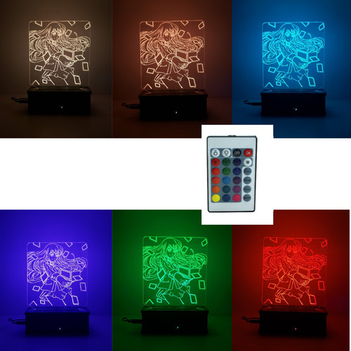 Luminária Led 3d, Yumeko Zabami, 16 Cores+controle, Anime
