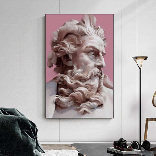 Quadro 40x60 Cm. Estátua Grega Escultura De Poseidon