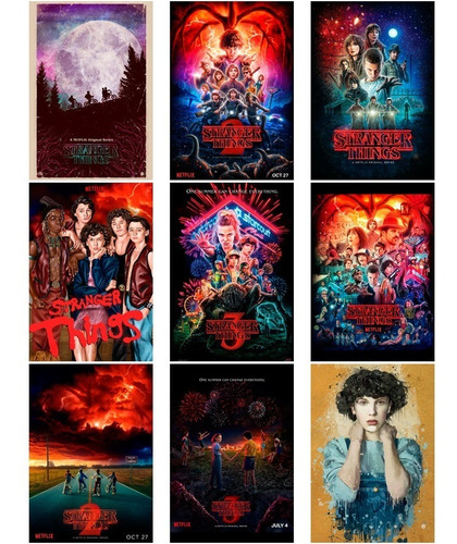 Posters 9 Pz Stranger Things Eleven Demogorgon Hopper Madmax (Usado)