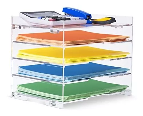  Organizador de papel para escritorio, bandeja de papel  acrílico, 3 niveles, organizadores de escritorio de acrílico transparente y  accesorios, bandeja de cartas de organización de oficina de 3 niveles. :  Productos