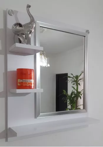 Cuadro con espejo moderno color blanco | Decoración diseño