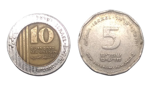 Monedas Israel 10 Y 5 Nuevos Shekel 2 Pzs Años 90s Envio $57