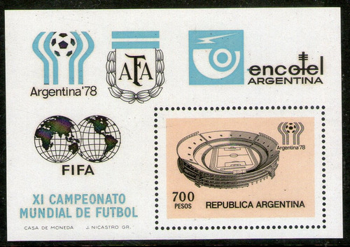 Argentina Bloc Mint Argentina Campeón De La Copa Mundial De Fútbol Año 1978  
