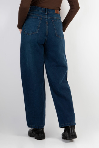 Jean Balloon Tipo Mom Fit Con Pinzas Rigido Talles