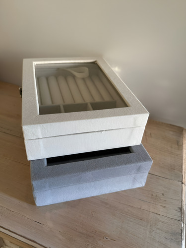 Alhajero Caja Organizadora Estuche Joyas Anillos Accesorios Blanco
