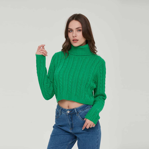 Sweater Mujer Trenzado Verde Fashion's Park