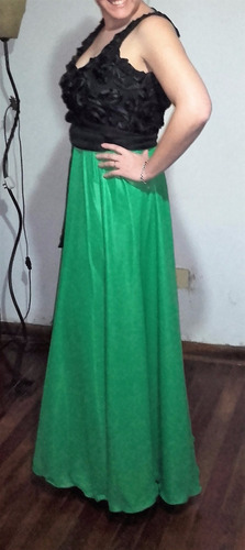 Vestido De Fiesta Largo Verde Y Negro De Diseñadora