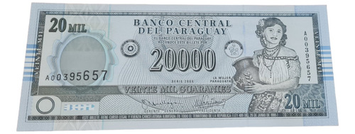 Billetes Mundiales : Paraguay 20000 Guaranies Año 2005