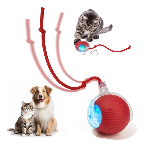 Bola Rodante Automática Inteligente Para Perros Y Gatos Rojo