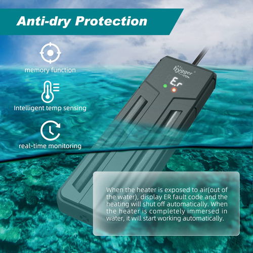 Calentador De Acuario Hygger Para Pecera Sumergible, 500 W,