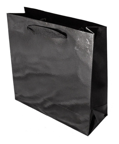 Bolsa Cartulina Negra Laminada 22x8x22 Con Manija X50