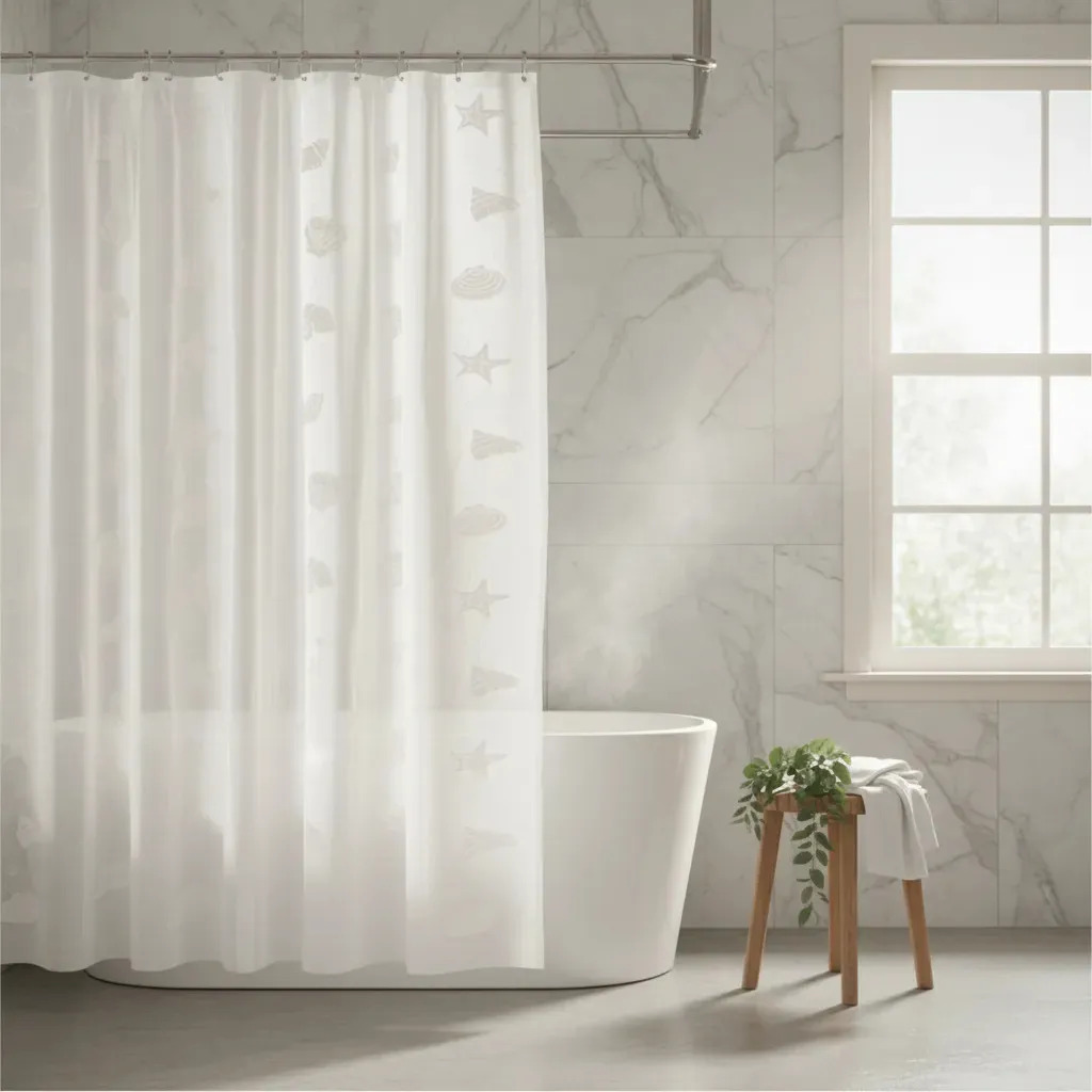 Cortina Box para Banheiro Pvc Mar 198x180cm - Uzoo