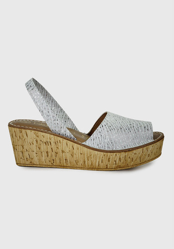 Sandalia Cuero Eliada Blanco Plateado
