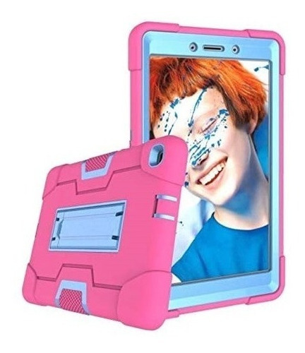 Funda Uso Rudo Con Base Para Lenovo Tab M8 Tb-8705f Tb-8505 Color Rosa Con Azul