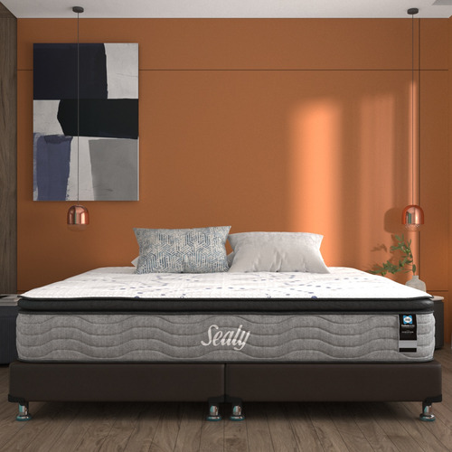 Colchón Sealy King Size Ortopédico Freetz | Con Tecnología Freshsupport Antibacteriana + 2 Almohadas Premium