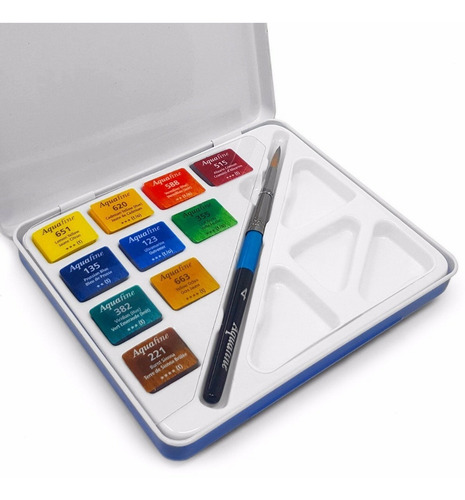 Conjunto de 10 Aquarelas Aquafine Pastilla Estuche Mini Daler Rowney